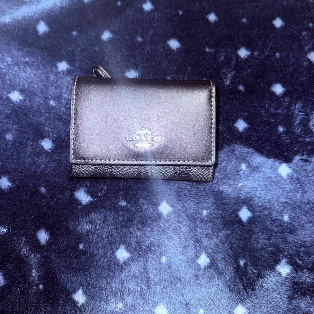 Coach Black Leather Compact Wallet